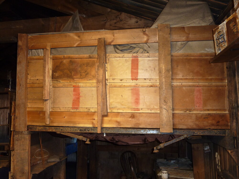 2010-11 Bulkhead removed showing Gran's bunk, Cape Evans