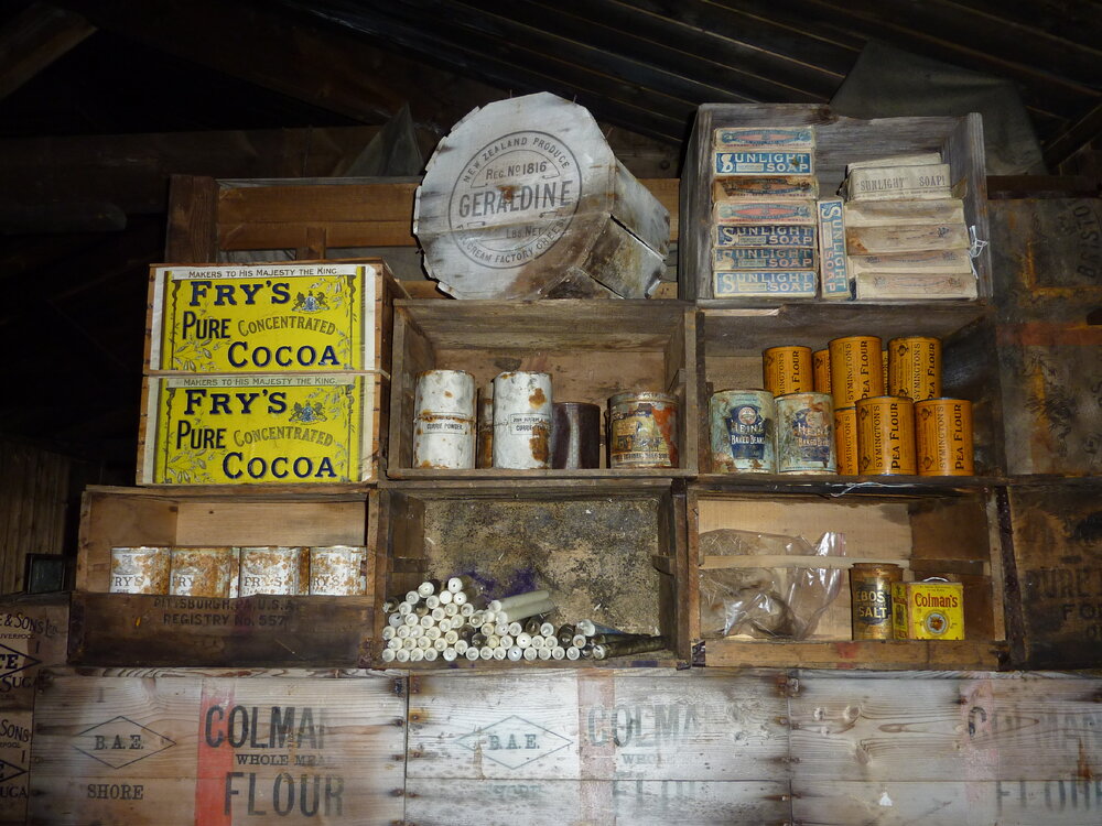 2010-11 Provisions stacked on the rebuilt bulkhead, Cape Evans