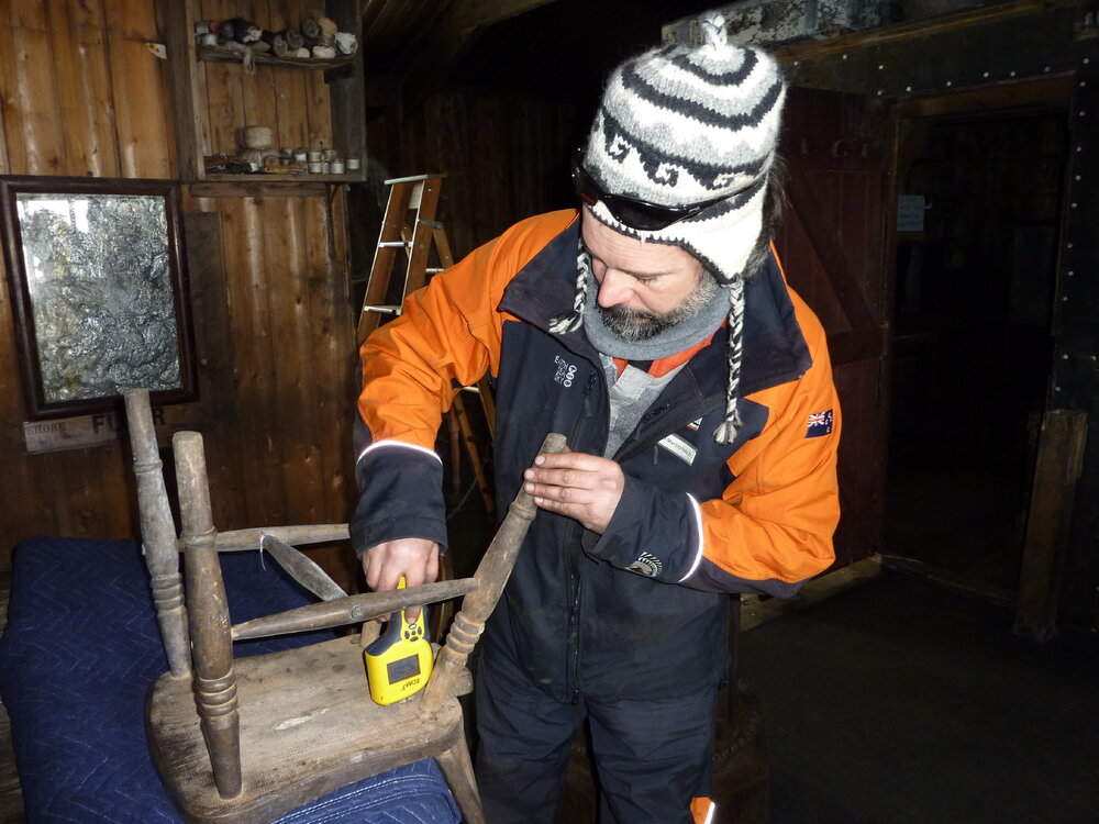 2009-10 Wardroom chair moisture monitoring, Scott's 'Terra Nova' hut, Cape Evans (001)