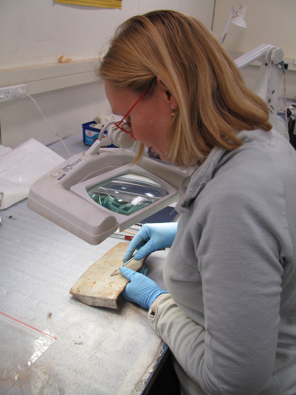 AHT Conservator Julie Unruh at work