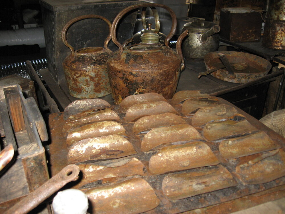 2010-11 Bread pans in the galley inside Scott's 'Terra Nova' hut, Cape Evans