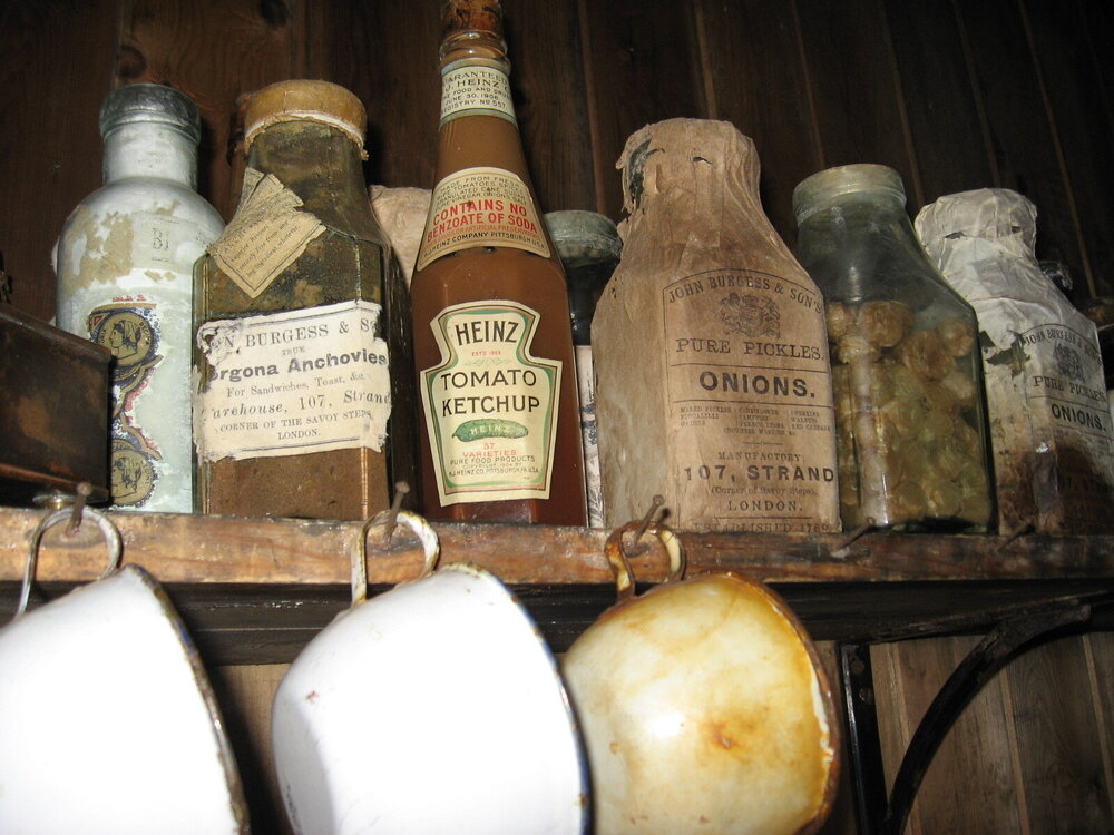 2010-11 Provisions on shelves in the galley, Scott's 'Terra Nova' hut