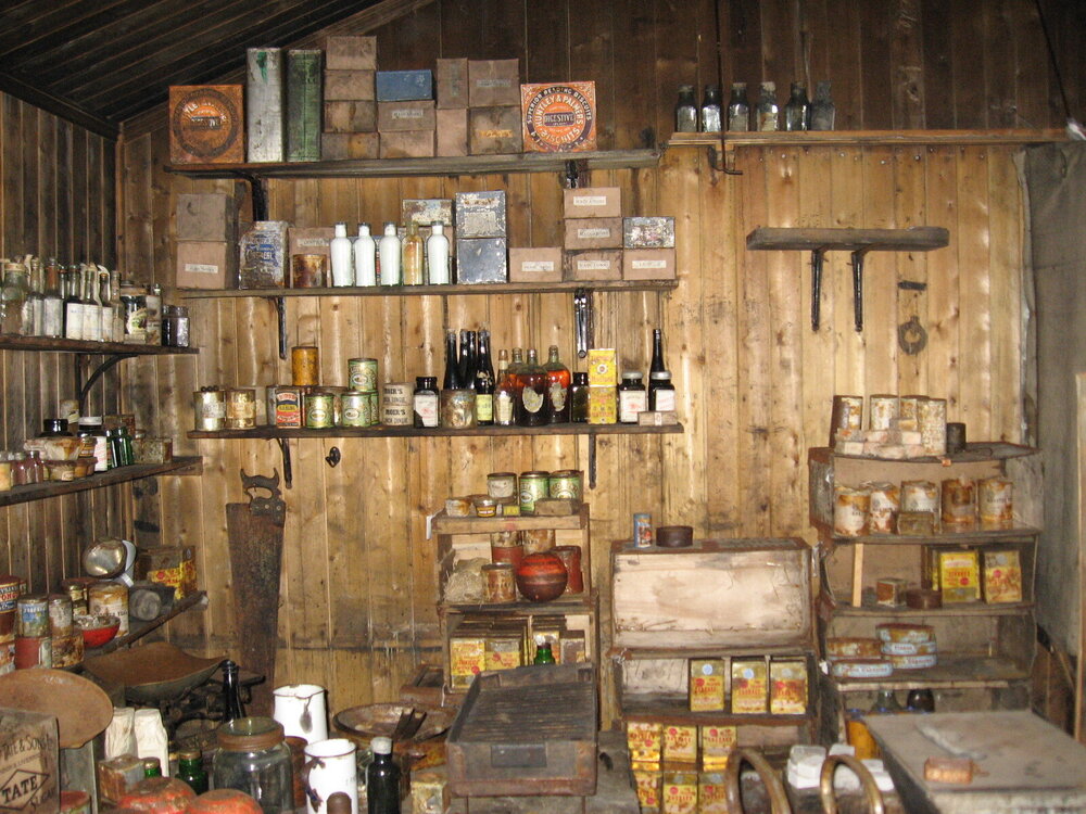2010-11 Provisions on shelves in the galley, Cape Evans