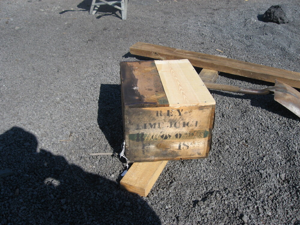 2010-11 Partly rebuilt lime juice timber box, Cape Evans