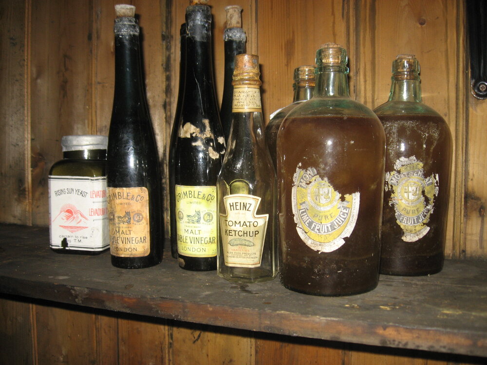 2010-11 Provisions on shelves in the galley, Cape Evans