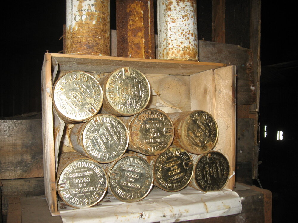2010-11 Jars of J.S. Fry &amp; Sons cocoa in the bulkhead, Cape Evans