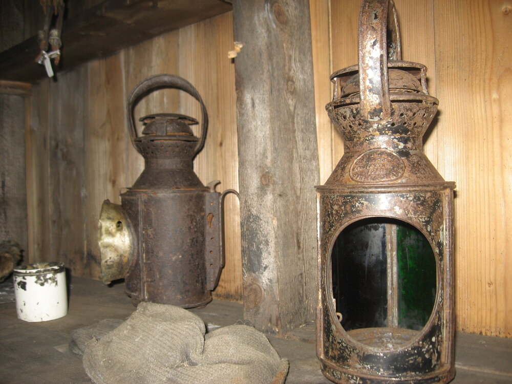 2010-11 Two lanterns on a shelf inside Scott's 'Terra Nova' hut, Cape Evans