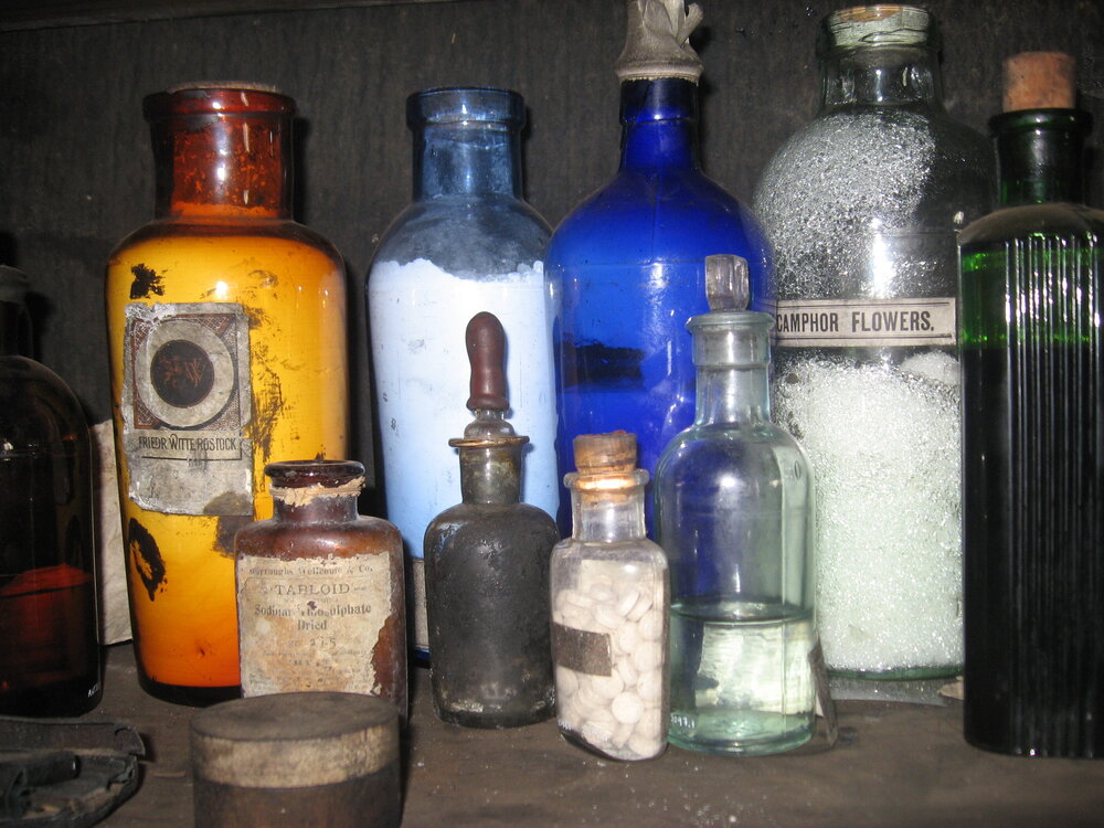 2010-11 Bottles of medical supplies inside Scott's 'Terra Nova' hut