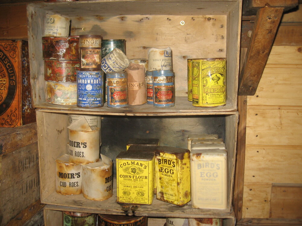 2010-11 Boxes repurposed as shelves inside Shackleton's 'Nimrod' hut