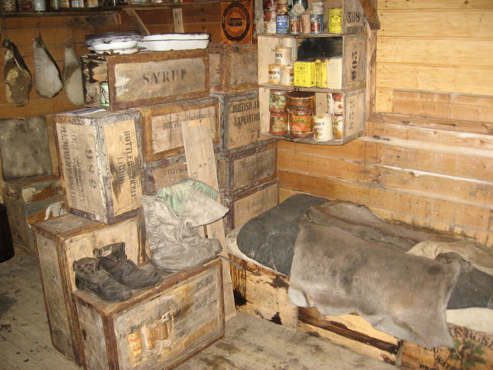 2010-11 Artefacts in the main space of Shackleton's 'Nimrod' hut, Cape Royds