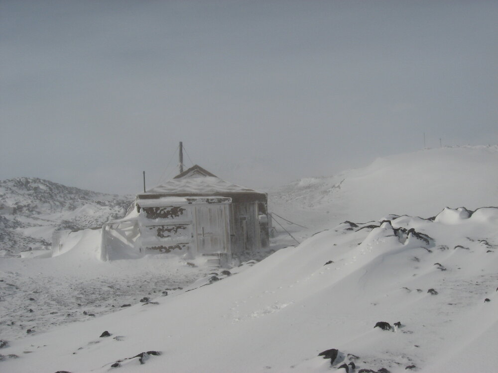 2010-11 Snow build-up around Shackleton's 'Nimrod' hut, Cape Royds (005)