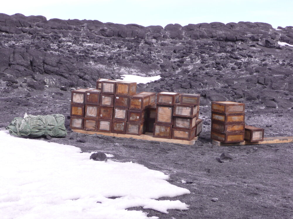 2010-11 Venesta cases stacked at Cape Royds