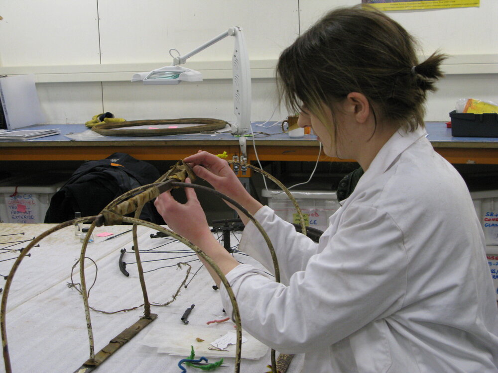 AHT Conservator Georgina Whiteley treating Brocklehurst's Frame (001)