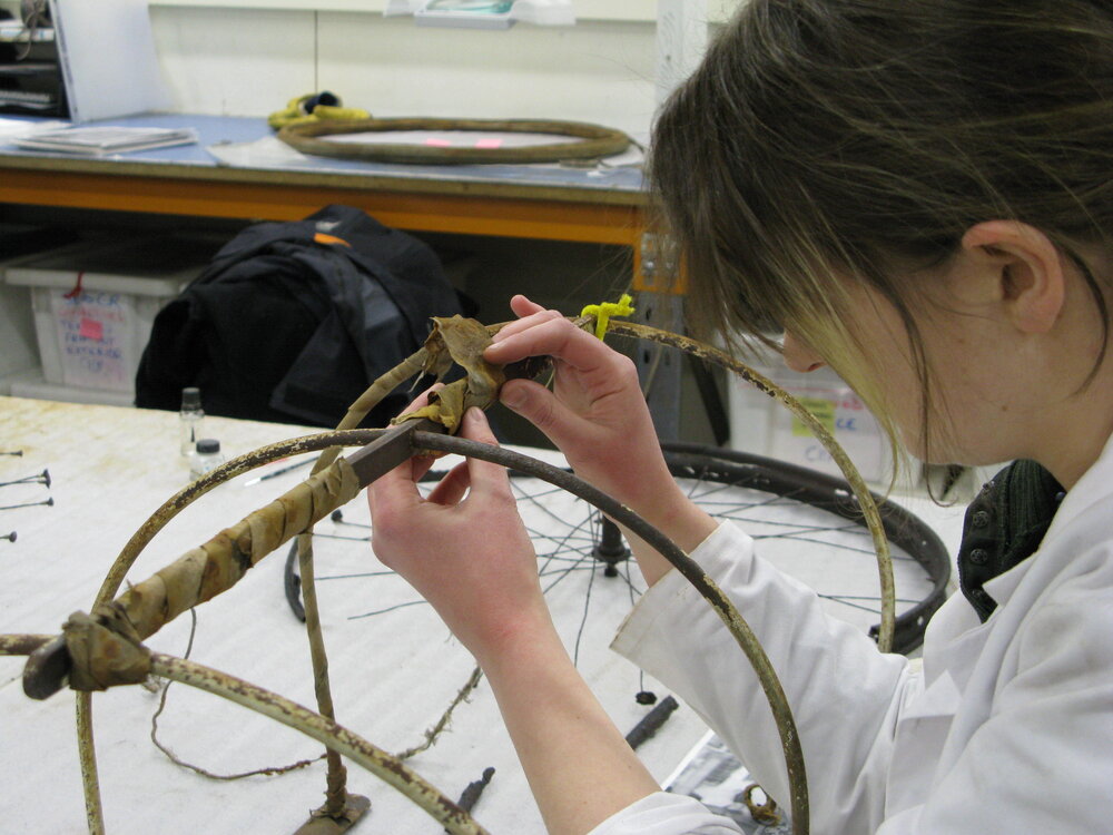 AHT Conservator Georgina Whiteley treating Brocklehurst's Frame (002)