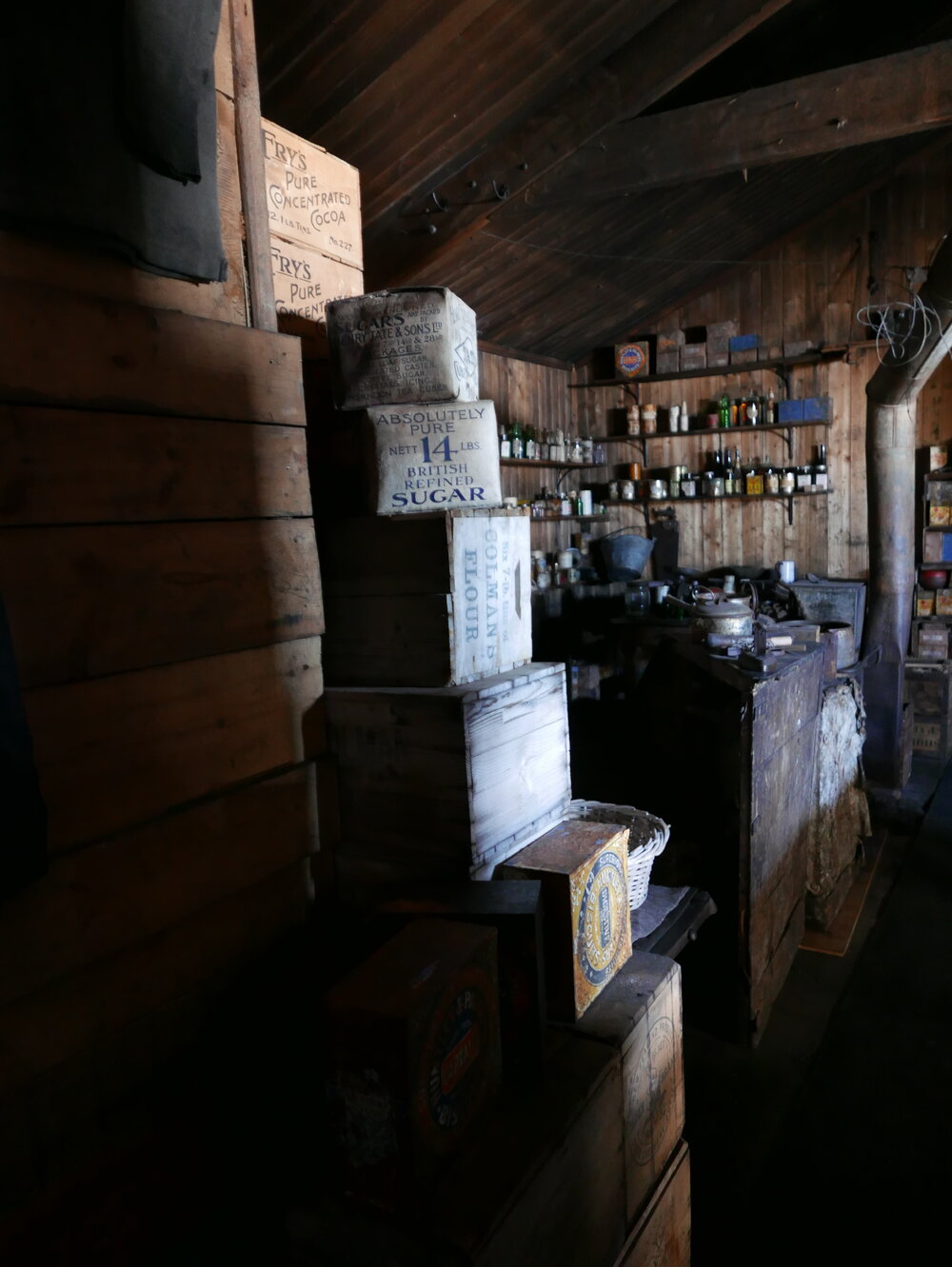 2018-19 Galley bulkhead inside Scott's 'Terra Nova' hut, Cape Evans