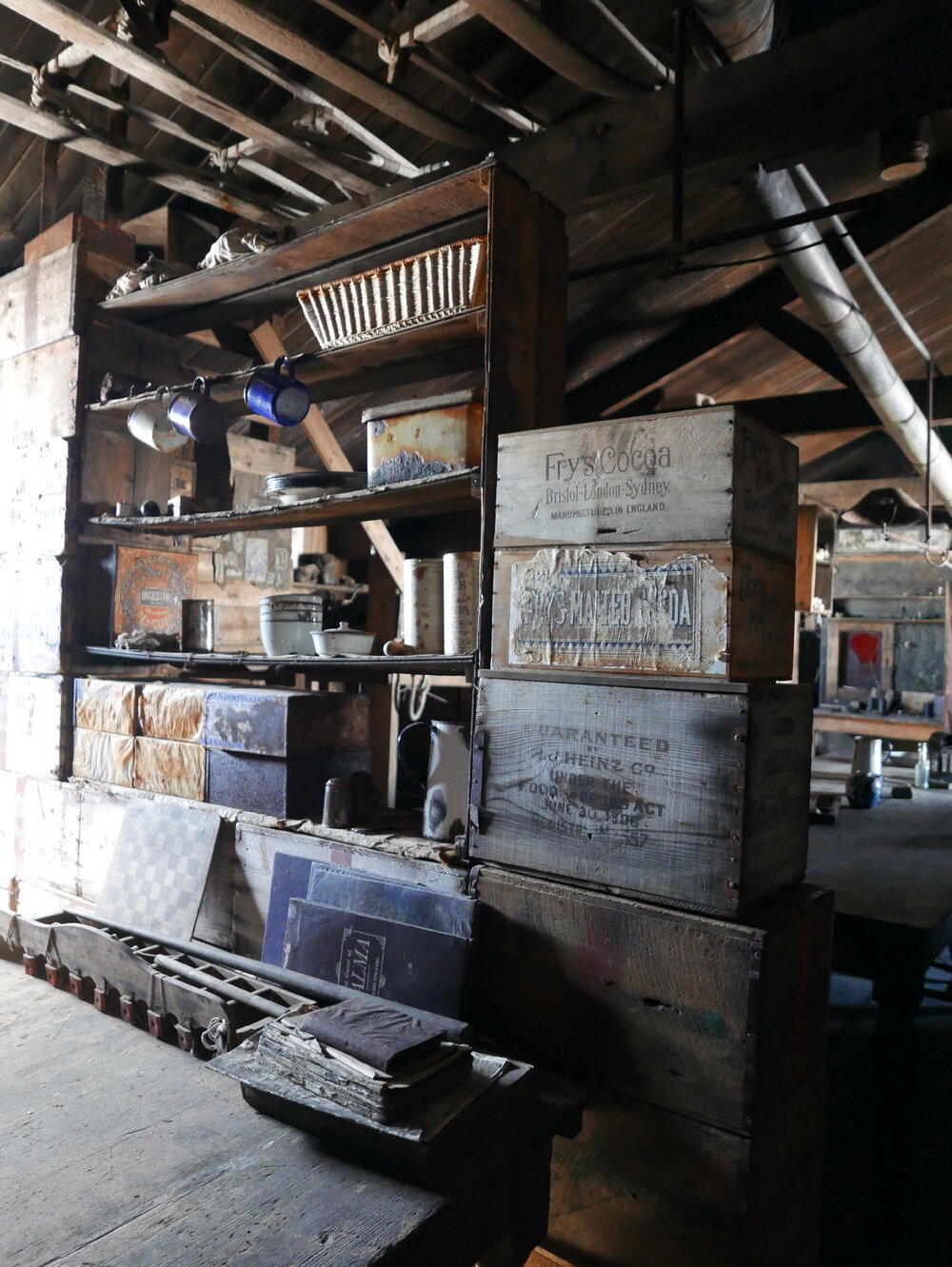 2018-19 Bulkhead shelf inside Scott's 'Terra Nova' hut, Cape Evans