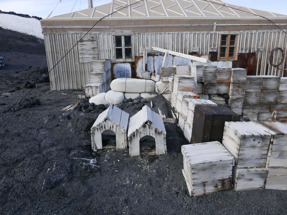 2018-19 Dog houses outside Shackleton's 'Nimrod' hut, Cape Royds