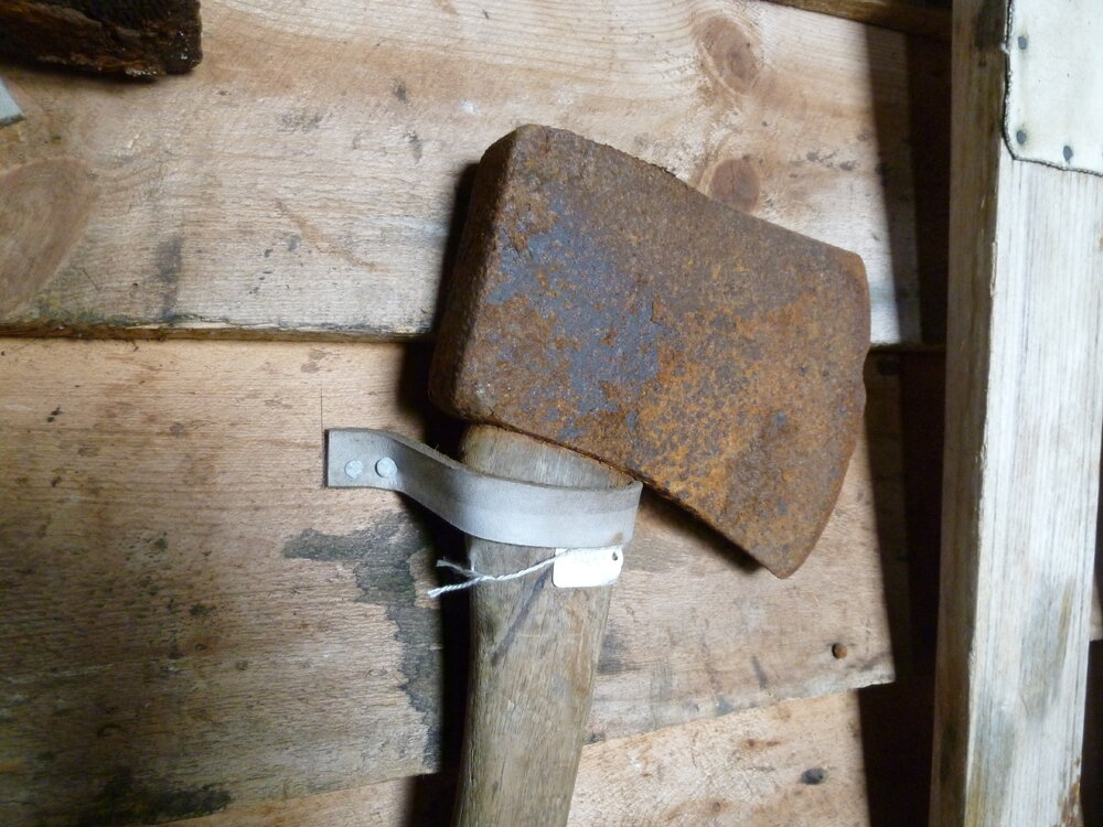 Axe on wall in Western Annexe, Scott's 'Terra Nova' hut