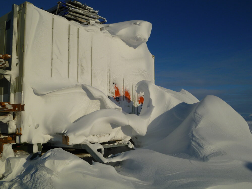 Snow build-up on conservation labs