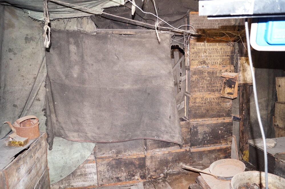 Provision boxes alongside the blubber stove (001)
