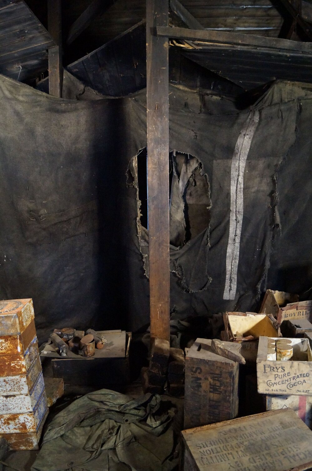 Provision boxes and artefacts, Scott's 'Discovery' hut