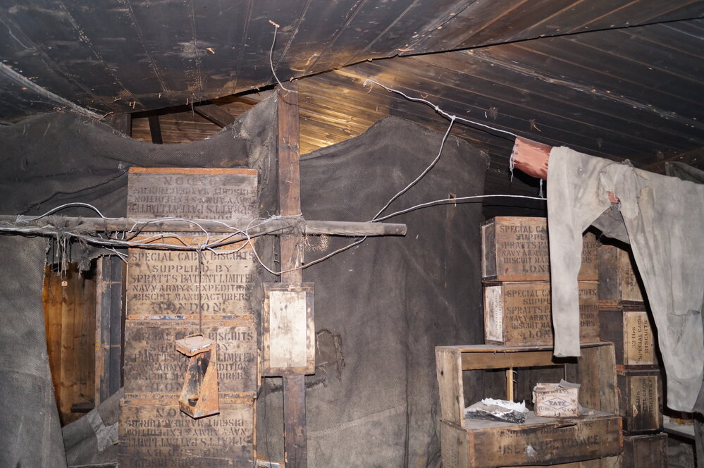 Boxes, shelves and Ross Sea Party clothing