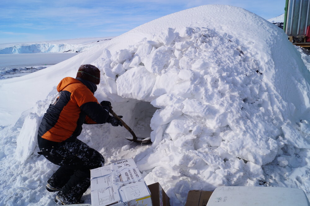 Field camp food storage under construction