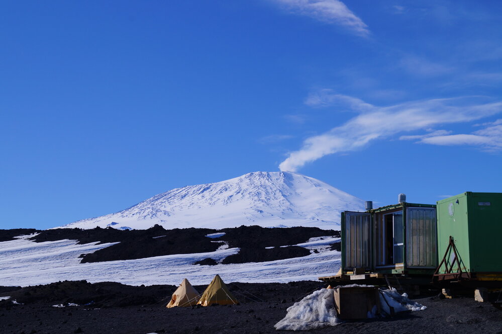 Mount Erebus and field camp