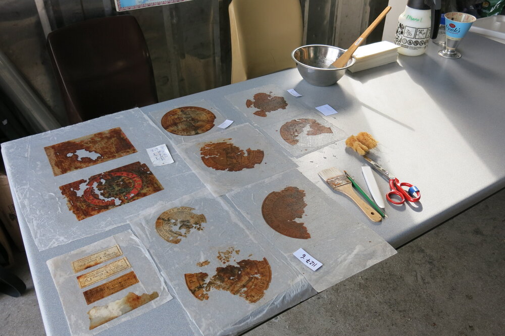 2013-14 Paper artefacts being conserved in the field camp, Cape Evans (002)