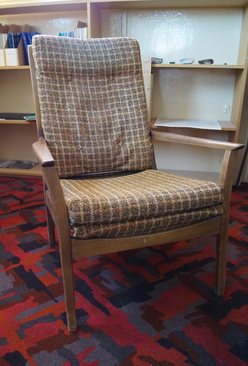 2013-14 Antarctic Division easy chair inside Hillary's TAE/IGY hut, Pram Point