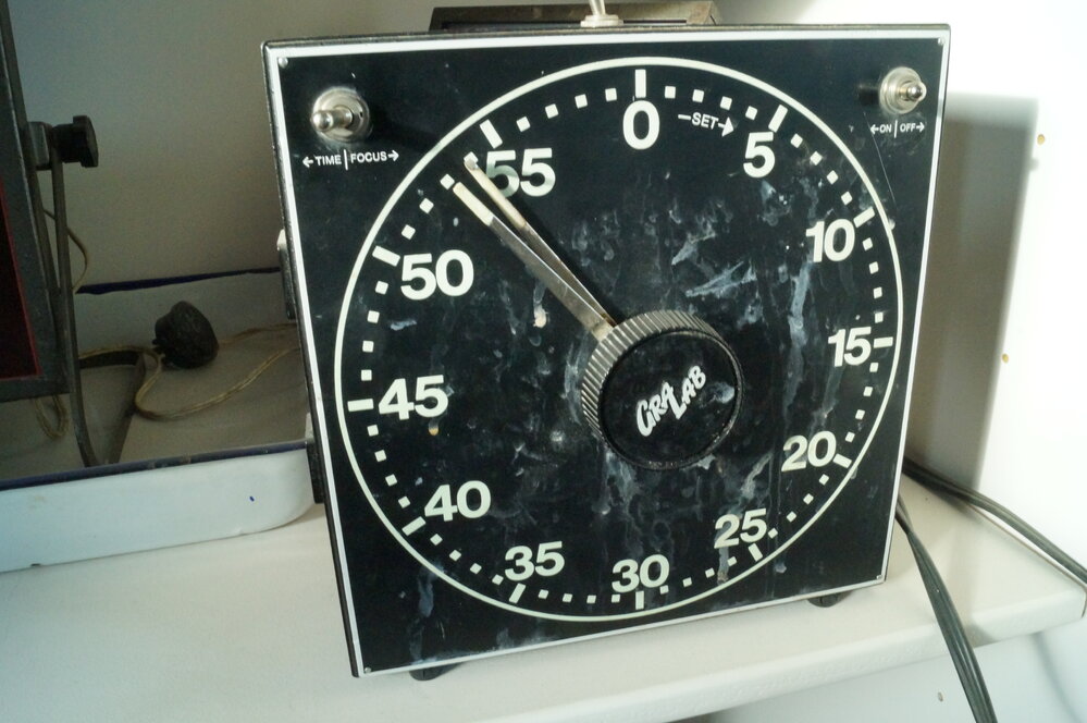 2013-14 Gralab darkroom timer inside Hillary's TAE/IGY hut, Pram Point