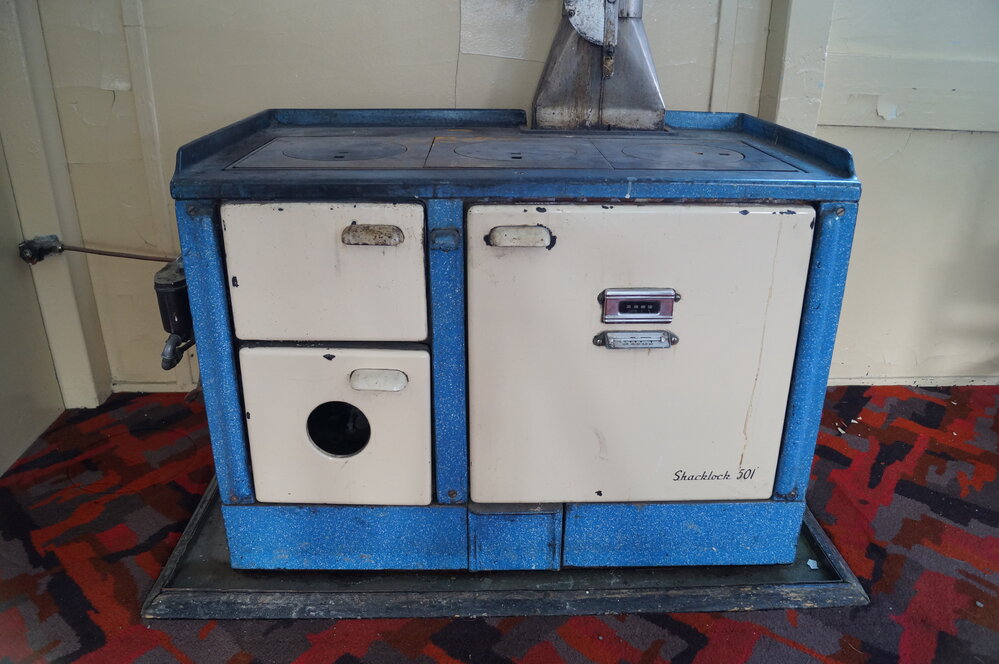 2013-14 Shacklock stove inside Hillary's TAE/IGY hut, Pram Point