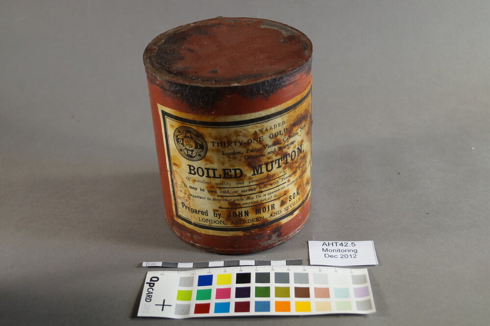 2012-13 Shackleton's 'Nimrod' hut artefact monitoring - Boiled Mutton tin