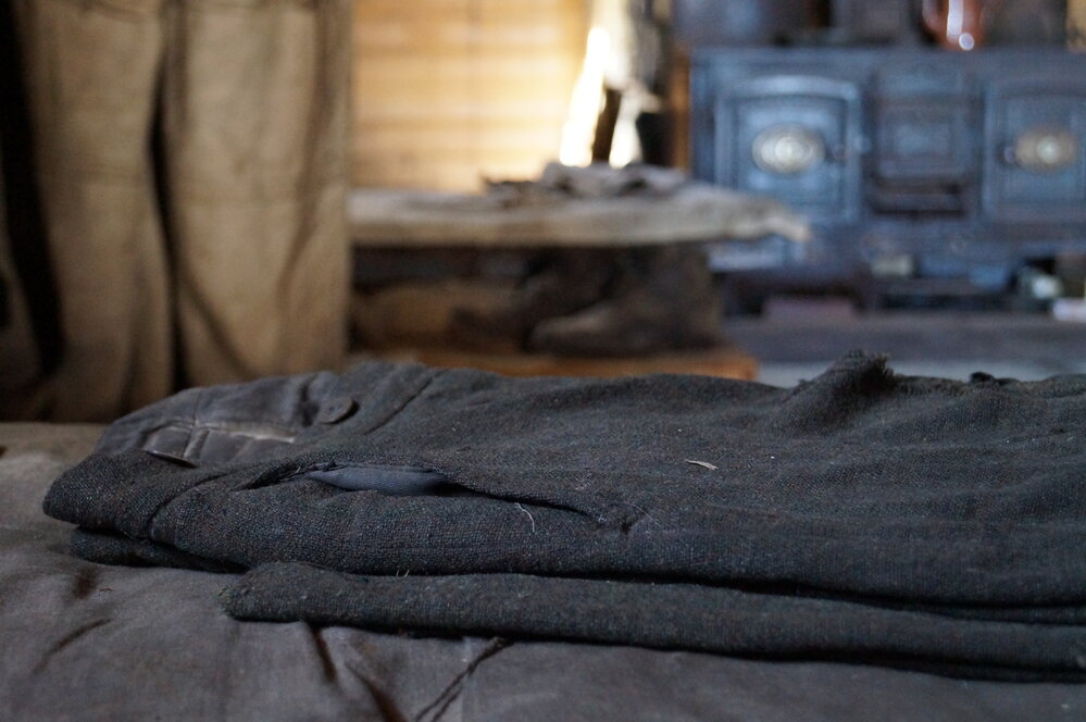 Trousers on bunk, Shackleton's 'Nimrod' hut