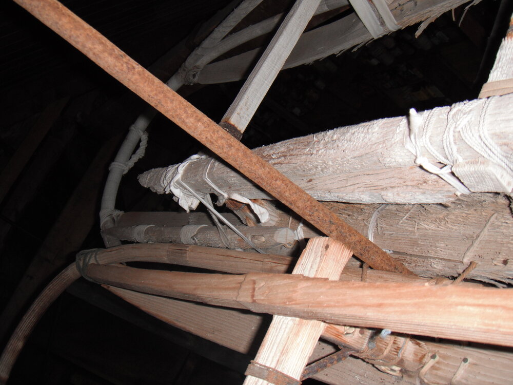 Sledges stored in rafters, Shackleton's 'Nimrod' hut (003)
