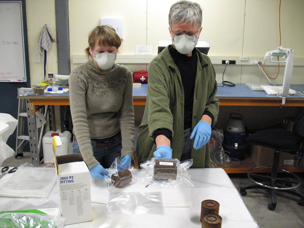 AHT Conservators Carla Pike and Therese Charbonneau 