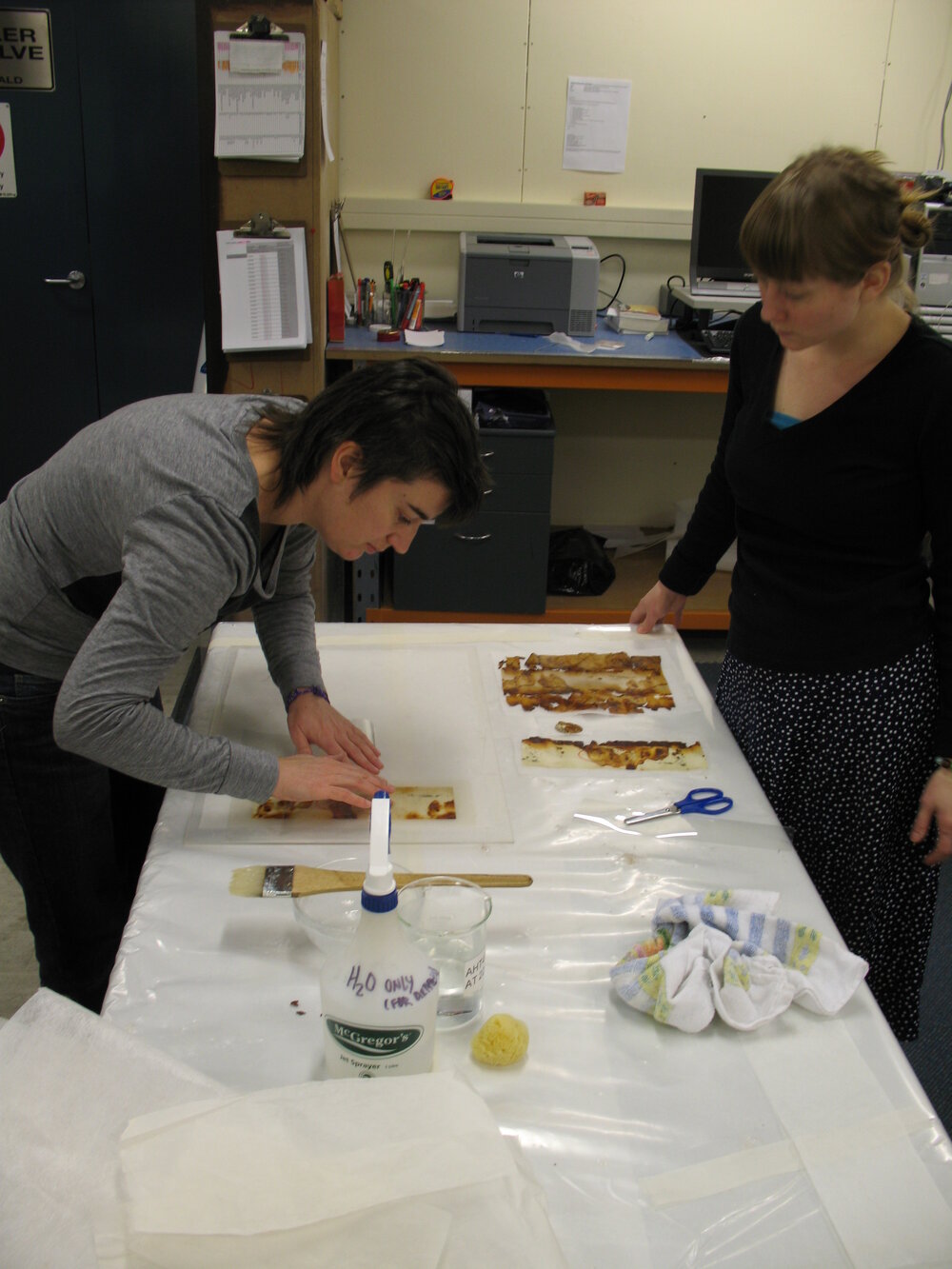 AHT Conservators Lizzie Meek and Carla Pike