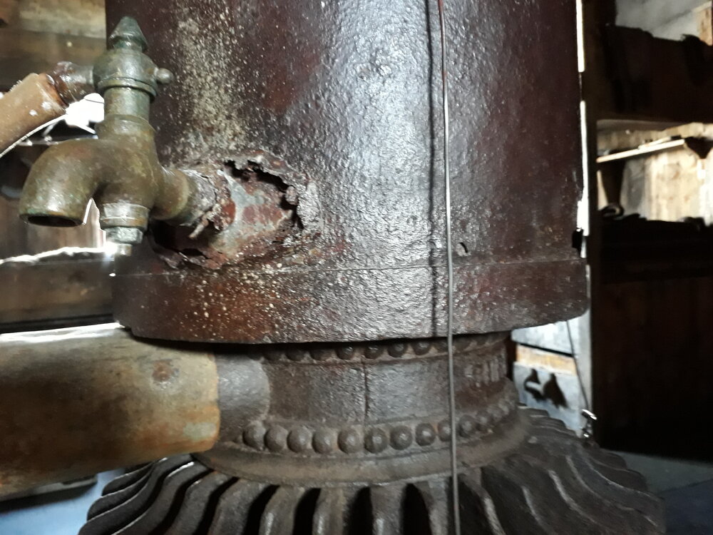 2017-18 Scott's 'Terra Nova' hut, interior, detail on Gurney's Patent stove