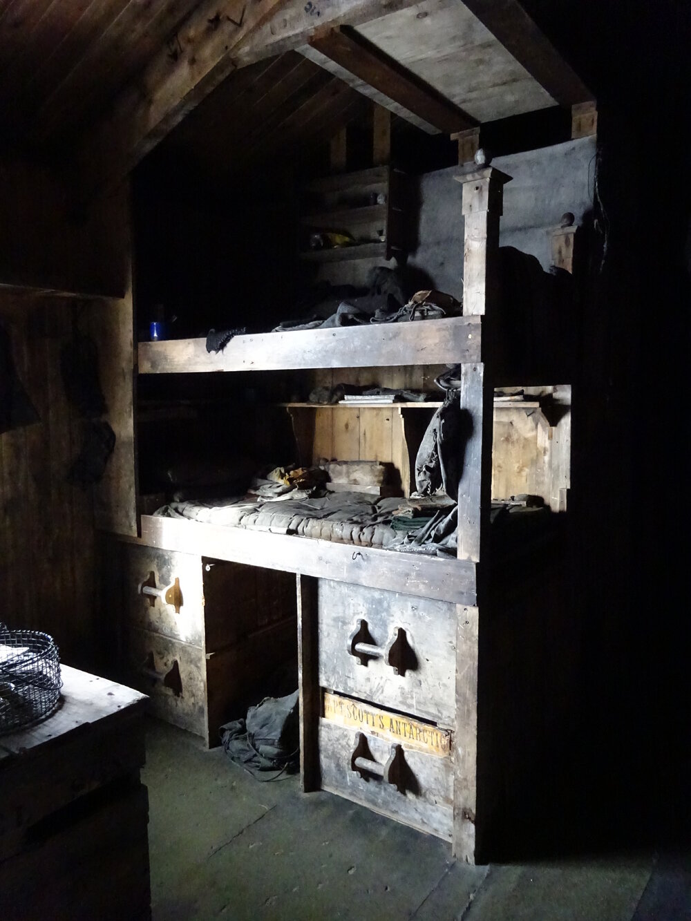 2017-18 Scott's 'Terra Nova' hut, interior, bunks of Nelson and Day