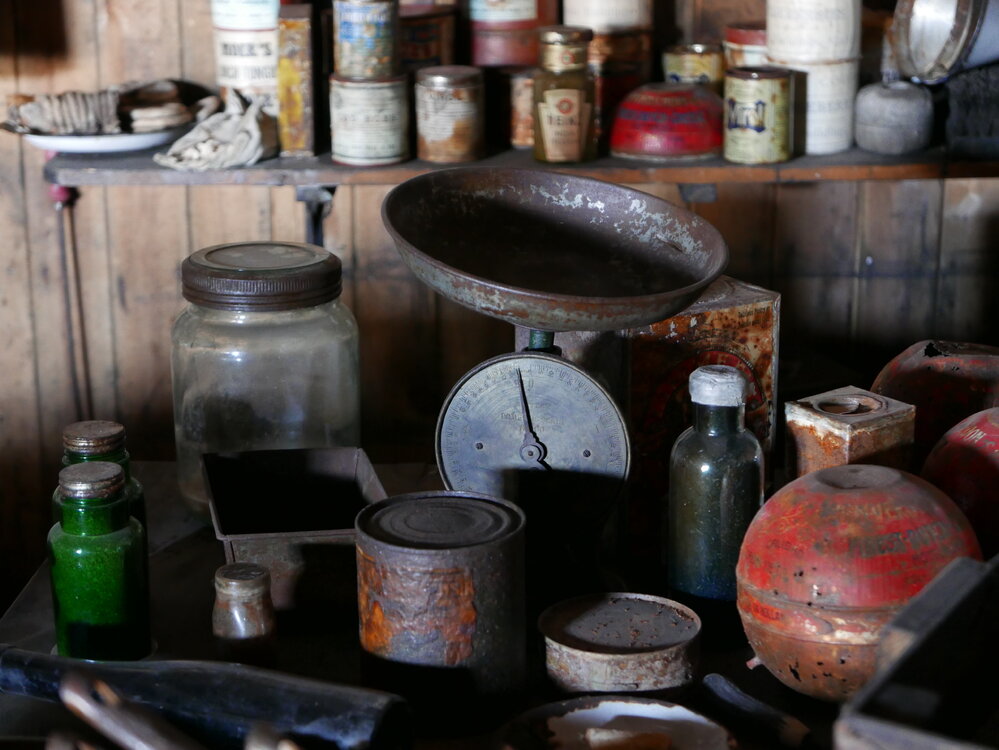 2017-18 Scott's 'Terra Nova' hut, interior, Galley artefacts