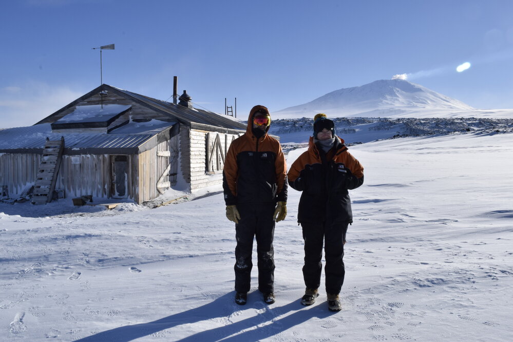 2017-18 Antarctic Heritage Trust conservation team members Chris Ansin and Diana McCormack