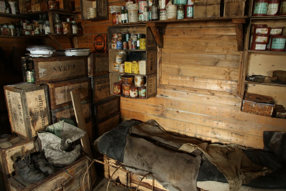 2017-18 Shackleton's 'Nimrod' hut, interior, Brocklehurst's bunk area