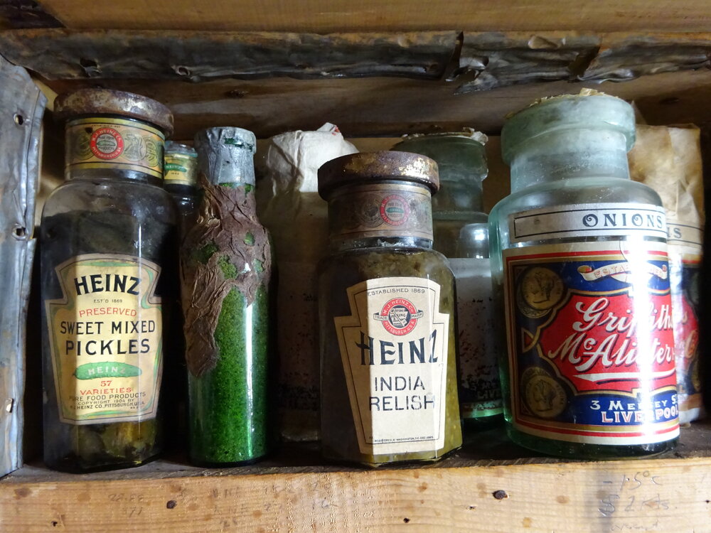 2017-18 Shackleton's 'Nimrod' hut, interior, pantry artefacts