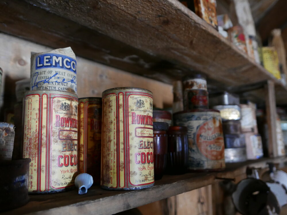 2017-18 Shackleton's 'Nimrod' hut, interior, pantry artefacts