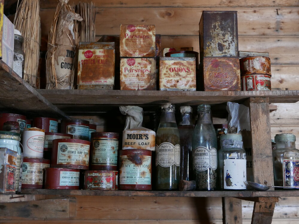 2017-18 Shackleton's 'Nimrod' hut, interior, pantry artefacts