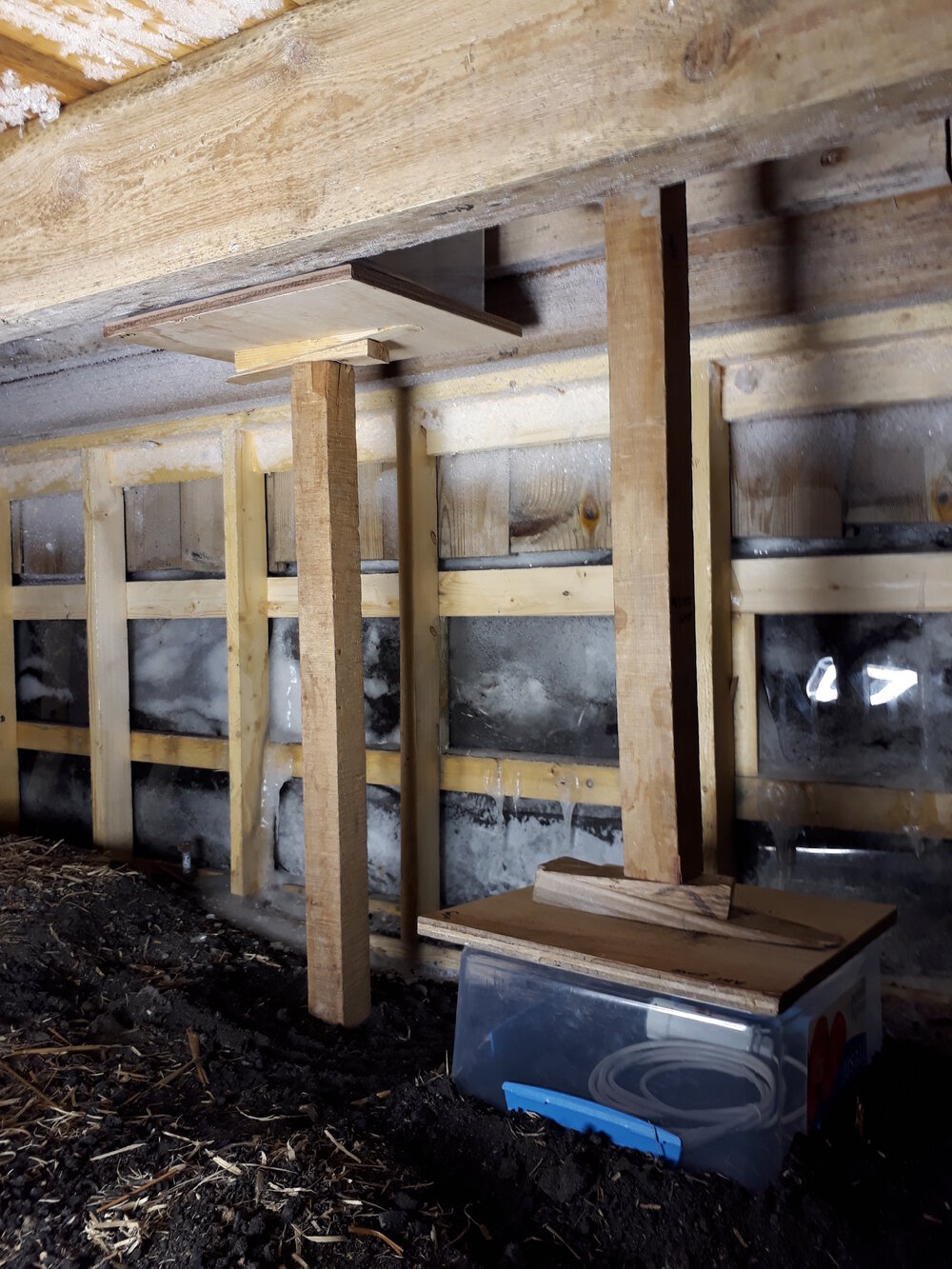 2017-18 Shackleton's 'Nimrod' hut, work task, sub-floor moisture experiment, data loggers