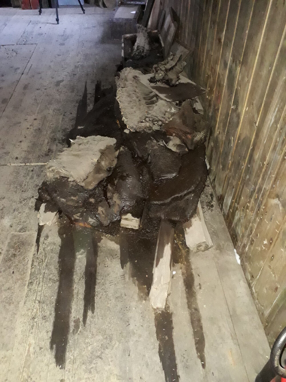 2017-18 Scott's 'Discovery' hut, interior, seal blubber stack