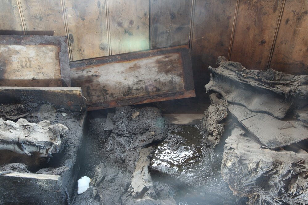 2017-18 Scott's 'Discovery' hut, interior, seal blubber stack detail