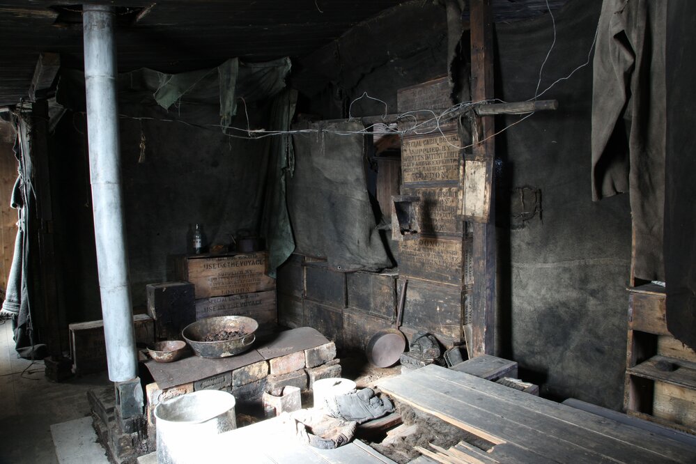 2017-18 Scott's 'Discovery' hut, interior, Stove Area