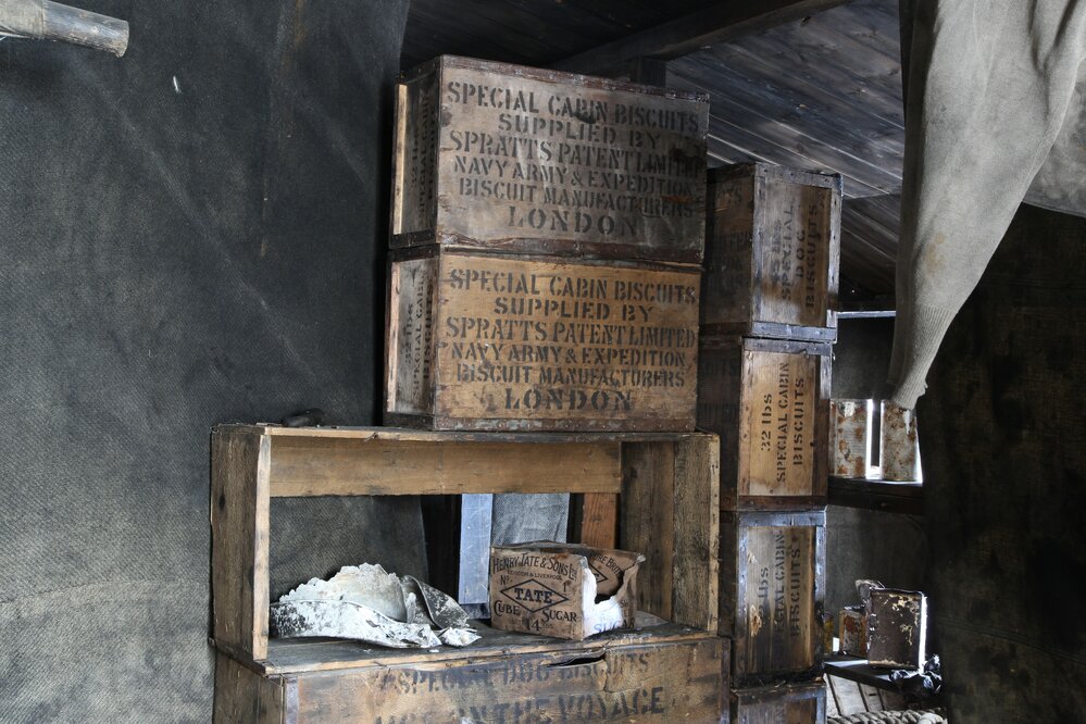 2017-18 Scott's 'Discovery' hut, interior, Stove Area partition boxes
